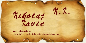 Nikolaj Ković vizit kartica